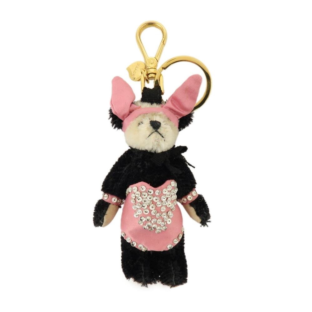 Prada Panda Bunny Nylon Bag Charm Black